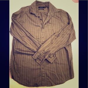 Nautica brown striped button down- traveler twill